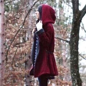Free People Small Red Satellite Heavy Tweed Coat Jacket